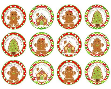 Christmas Cupcake Food Toppers And Circles Gift Tags