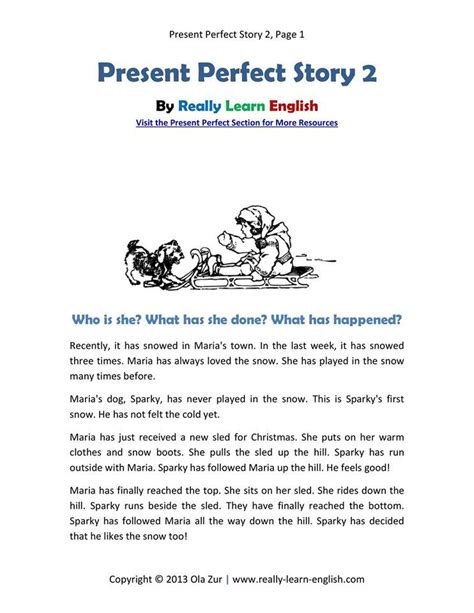 Present Perfect Story 2 For Download Really Learn Support Filespresent