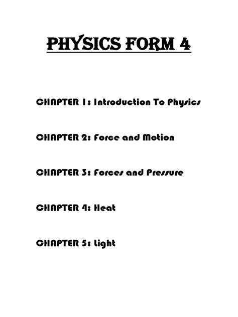 Physics Form 4 Chapter 1 Introduction To Physics Pdf