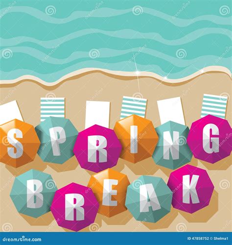 Spring Break Umbrellas On The Beach Stock Vector - Image: 47858752