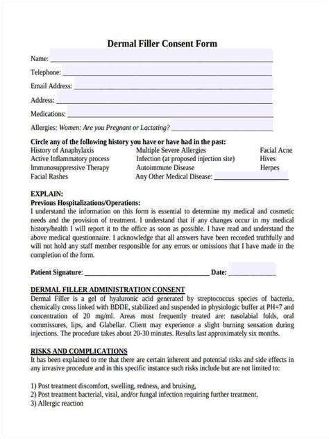 Free Dermal Filler Consent Forms In Pdf