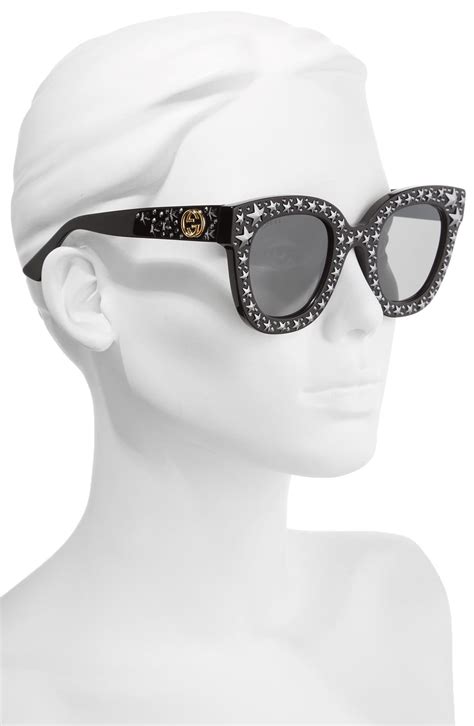 Gucci 49mm Swarovski Crystal Embellished Square Sunglasses In Black