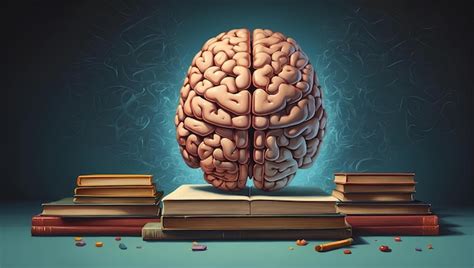 Premium Photo | Illusionillustration of brain and books