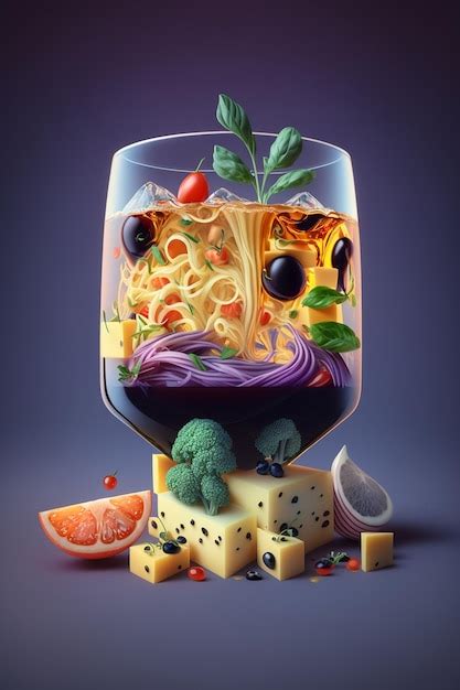 Premium Ai Image A Digital Painting Of A Glass Of Food With A Face