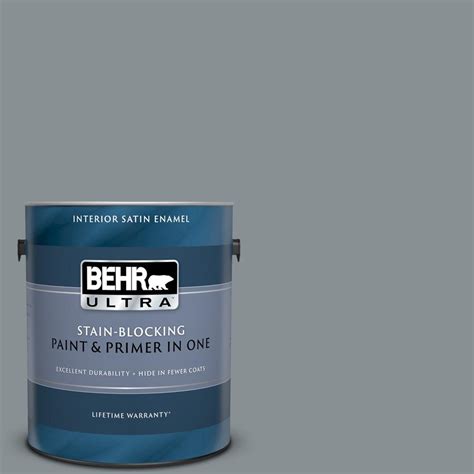 Behr Ultra Gal Mq Gotham Gray Satin Enamel Interior Paint And