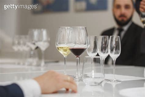 Layout Of Wine Glasses On The Table Preparing For The Tasting Of