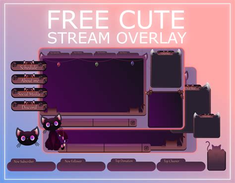 Cute Stream Overlay Animated Pack Cat Stream Overlay Pack Vtuber