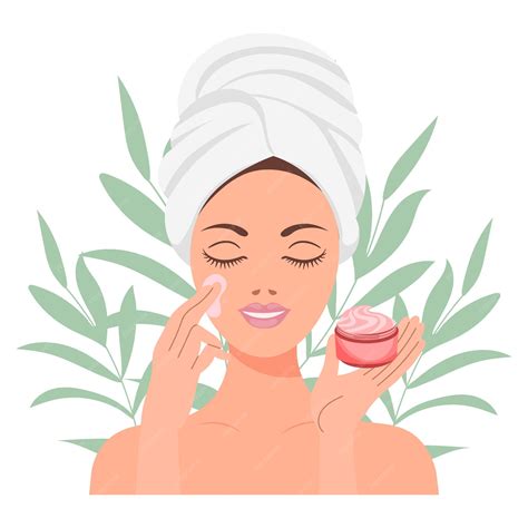Premium Vector | Facial skin care A woman takes care of her skin