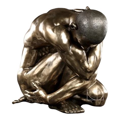 NAKED MALE KNEELING Pose Statue Sculpture Erotic Art Cold Cast Bronze
