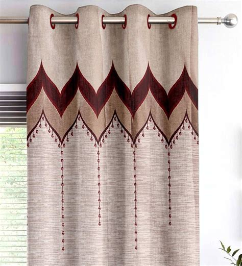 Buy Red Traditional Jacquard 9 Ft Blackout Eyelet Door Curtain By Story