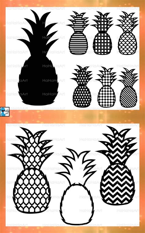 Pineapple Monogram V2 Black Cutting Files Svg Png Eps Etsy