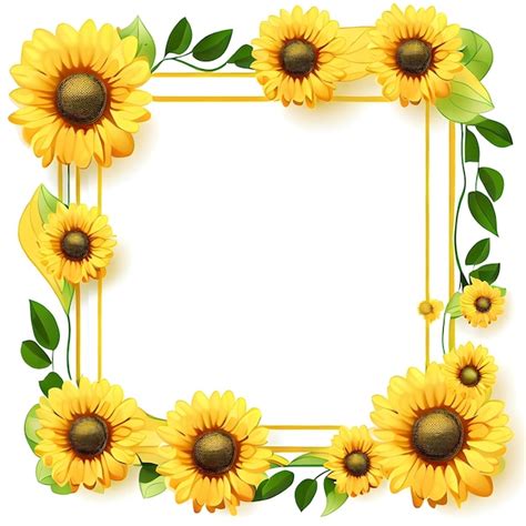 Premium Ai Image Simple Border Design With Beautiful Sunflower