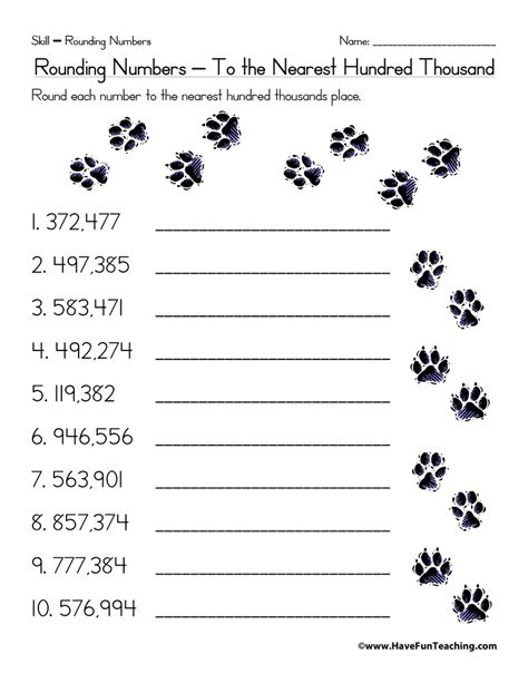 Rounding To Nearest Thousand Worksheets