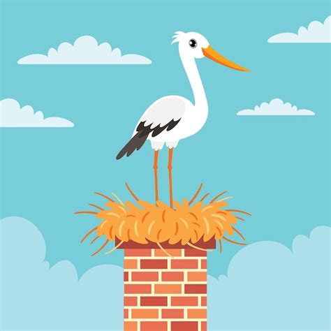 Premium Vector Cartoon Drawing Of A Stork