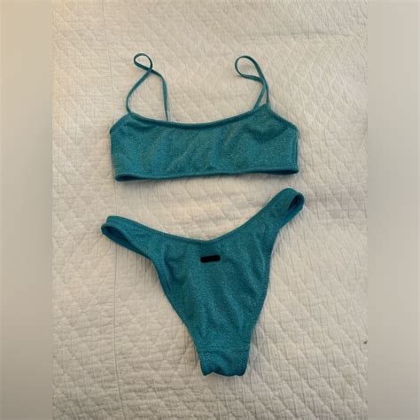 Triangl Mica Bikini In Baby Blue Sparkle Gem