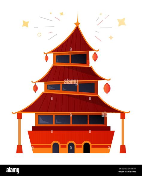 Asian Pagoda Temple Flat Design Style Object Stock Vector Image Art