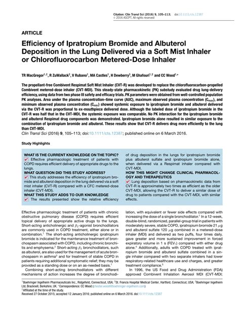 (PDF) Efficiency of Ipratropium Bromide and Albuterol Deposition in the ...