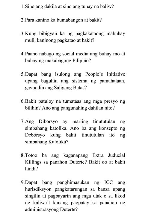 Mga Tanong Para Sa Dagliang Talumpati Ang Dakila At Sino Ang Tunay