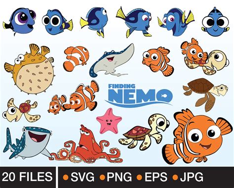 Finding Nemo Svgcut Filessilhouette Clipartvinyl Filesvector