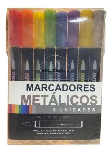 Marcadores Metalicos Nuwa Outliner Con Contorno X 8 Colores