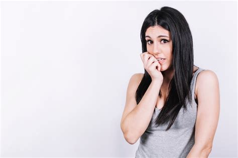 Free Photo Nervous Woman Looking At Camera