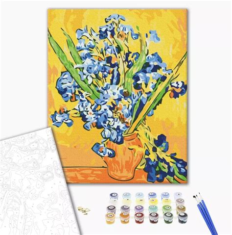 Set Pictura Pe Numere Vincent Van Gogh Irises In A Vase Brushme