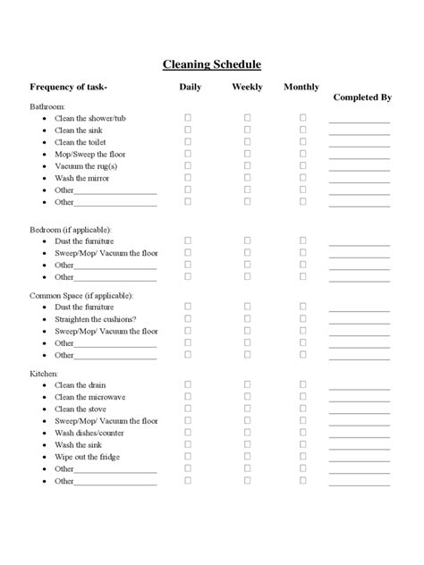 2022 Cleaning Schedule Template Fillable Printable Pdf And Forms Porn Sex Picture