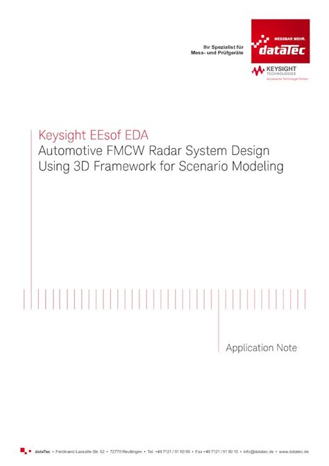 Pdf Keysight Eesof Eda Auotmoive T Fmcw Radar Syesm T Pdf