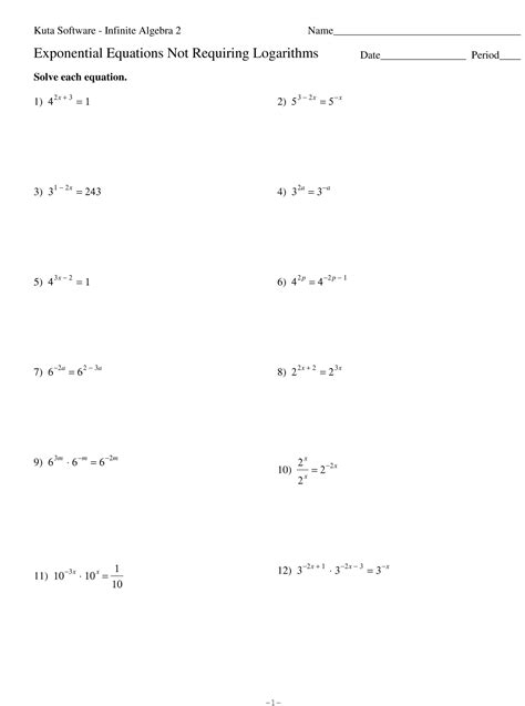 Logarithmic Equations Practice Worksheet Equations Worksheets