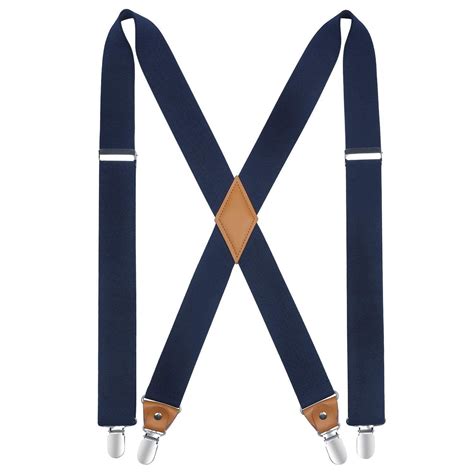 Hisdern Suspenders For Men Navy Mens Suspenders Blue Adjustable Elastic