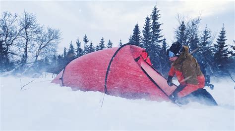 Winter Camping In Snow Storm Blizzard Wilderness Backpacking The