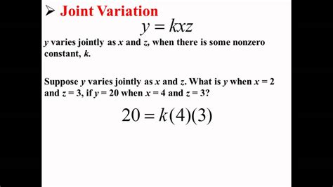 Joint Variation Worksheet