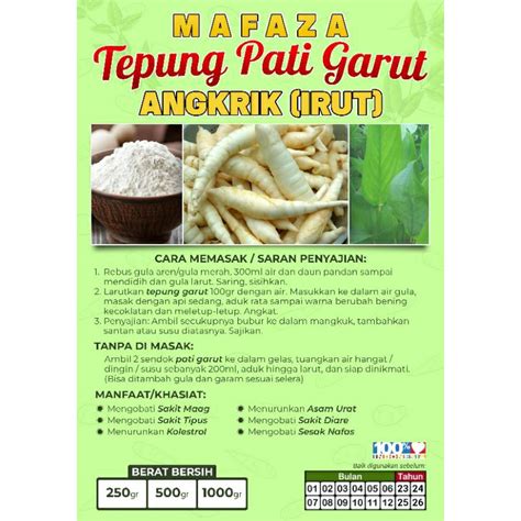 Jual TEPUNG GARUT PATI ASAM LAMBUNG ANGKRIK ARROWROOT 500Gr Shopee