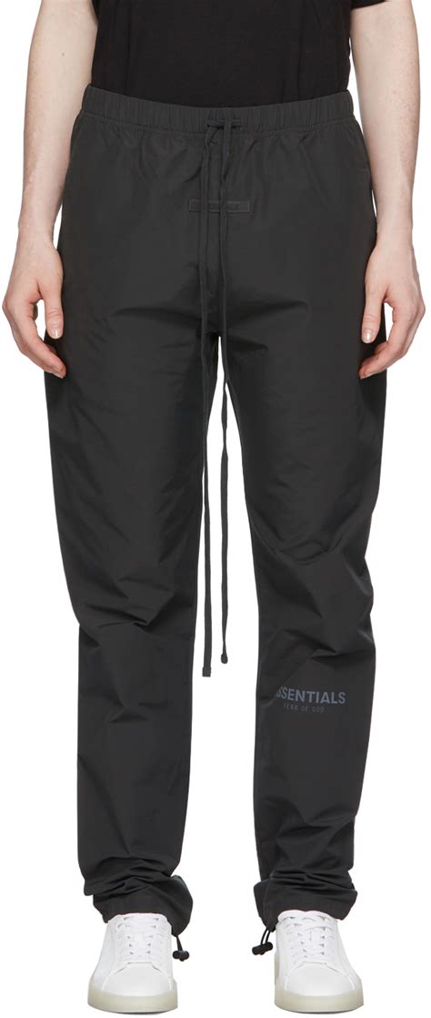 Essentials Black Nylon Track Pants Ssense Uk