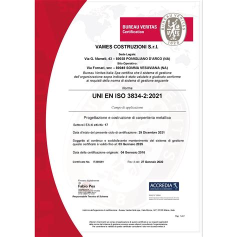 Certificazioni Vames Costruzioni