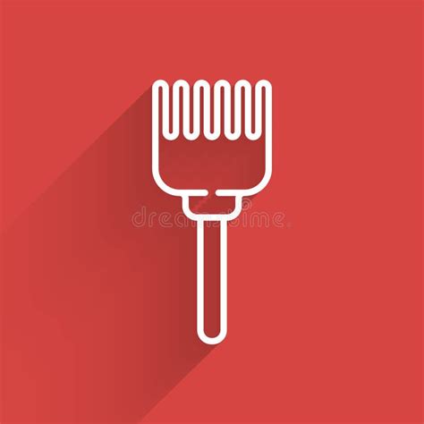 White Line Hairbrush Icon Isolated With Long Shadow Comb Hair Sign