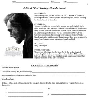 Lincoln - Movie Guide (film assignment & review - US HISTORY IN FILM)