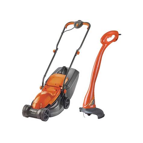 Flymo Wheeled Lawn Mower & Mini Trim Strimmer - Rev Comps