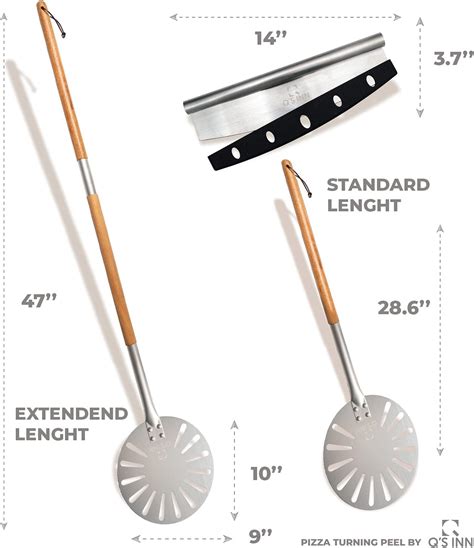 Qs INN Cáscara de pizza giratoria de 9 pulgadas con mango de madera