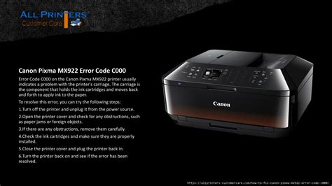 Ppt How To Fix Canon Pixma Mx922 Error Code C000 Powerpoint