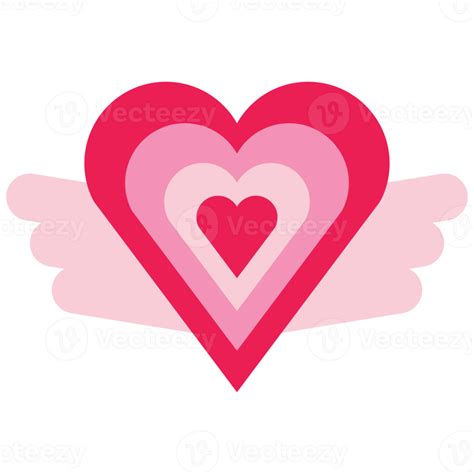 Isolate Valentines Day Pink Heart And Wing Flat Icon 17173551 Png