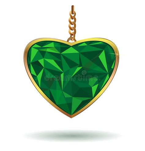 Coeur Emerald Gemstone D Amour Coeur Vert Dans Un Cadre D Or Coeurs