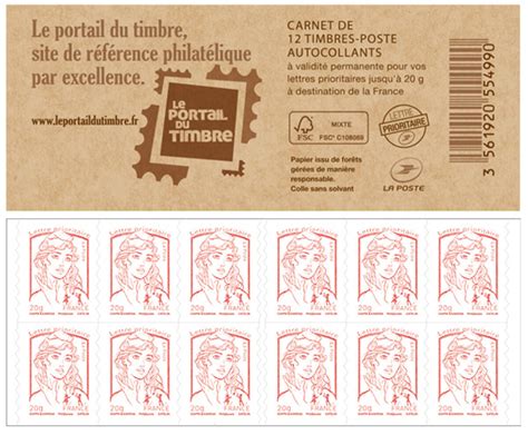 Carnet De 12 Timbres Marianne Rouge Couverture Portail Du Timbre