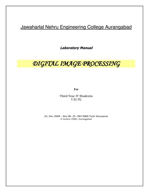 Dip Lab Manual Jawaharlal Nehru Engineering College Aurangabad