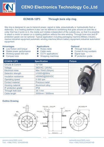 Ceno Circuits Hollow Shaft Slip Rings Ecn P Ceno