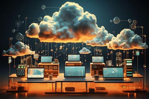 Premium Ai Image D Cloud Computing Illustration Hosting Technology