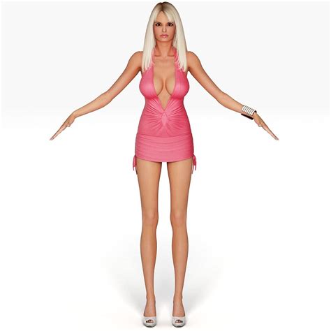 Blonde In Dress No Rig 3D Model 99 3ds Lwo Max Obj C4d Xsi Ma Free3D