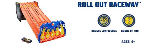 Hot Wheels Roll Out Raceway Track Set Storage Bucket Unrolls Into 5 Lane Racetrack Buy Online