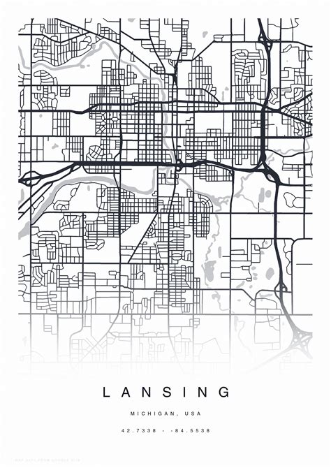 PRINTABLE Lansing Map Print Street Map of Lansing Lansing | Etsy