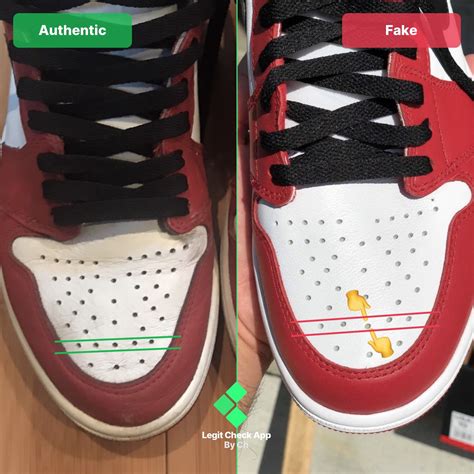 Step 2 Real Vs Fake Air Jordan 1 Chicago Toe Box Perforation Holes